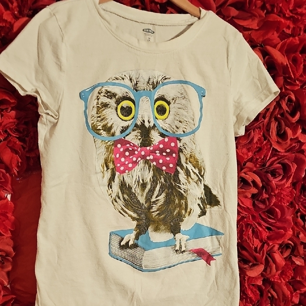 Old Navy Girls Owl Graphic T-Shirt Size 8 (M)